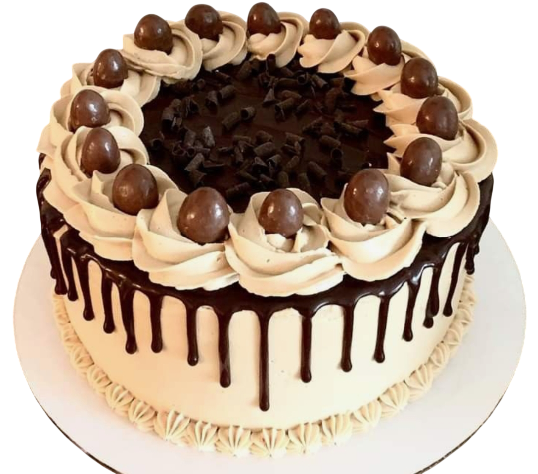 Pastel bañada en chocolate blanco